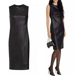 SPANX BLACK Leather-Like Sleeveless Knee Length Sheath Dress Size XL NEW